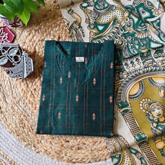 Premium Rawsilk Kurti with Kalamkari Dupatta