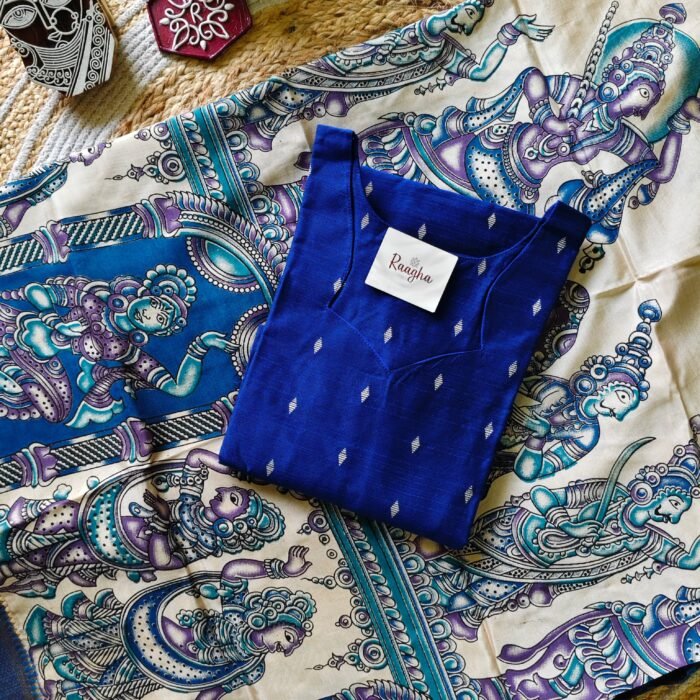 Premium Raw Silk Kurti with Kalamkari Dupatta